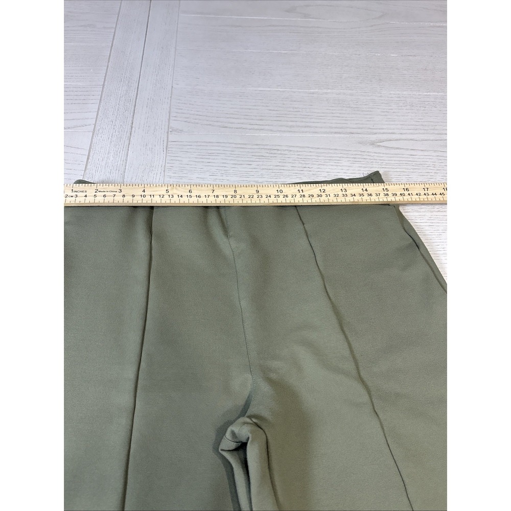 Abercrombie & Fitch Green Trousers Pants Pleated Split Hem Flare-Bottom Size L - Picture 11 of 12